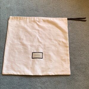 Gucci White Satin Black Logo Large Drawstring Bag